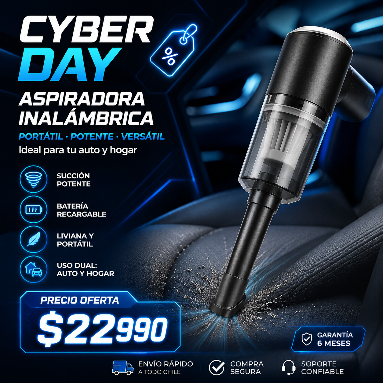 ASPIRADORA MINI  INALAMBRICA RECARGABLE